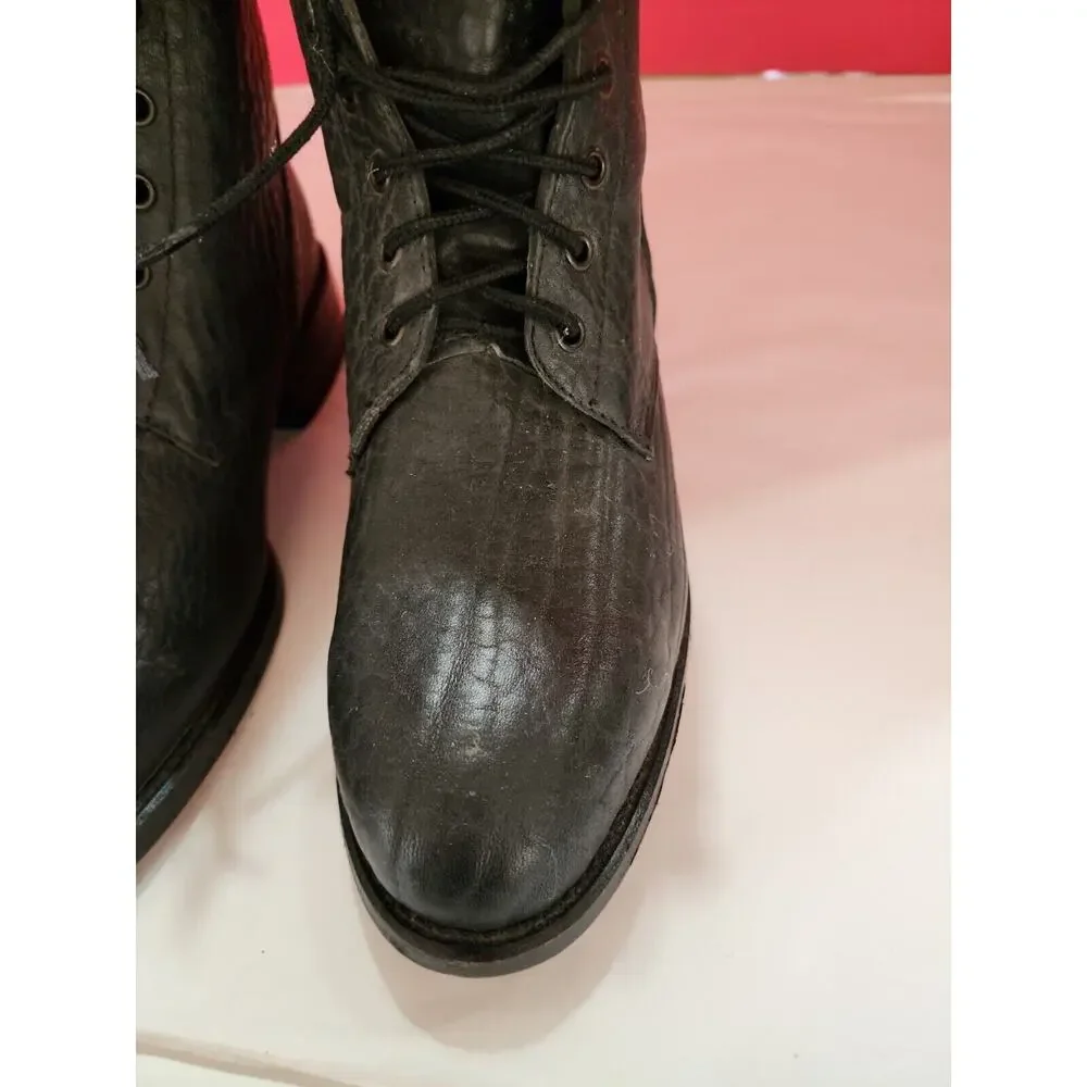 Vtg Durango Men's Size 7.5 Black Leather Lace Up Boots